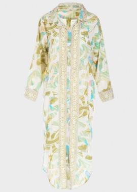 gsecret - Πουκαμίσα παραλίας maxi με γιακά all print. MULTI COLOUR